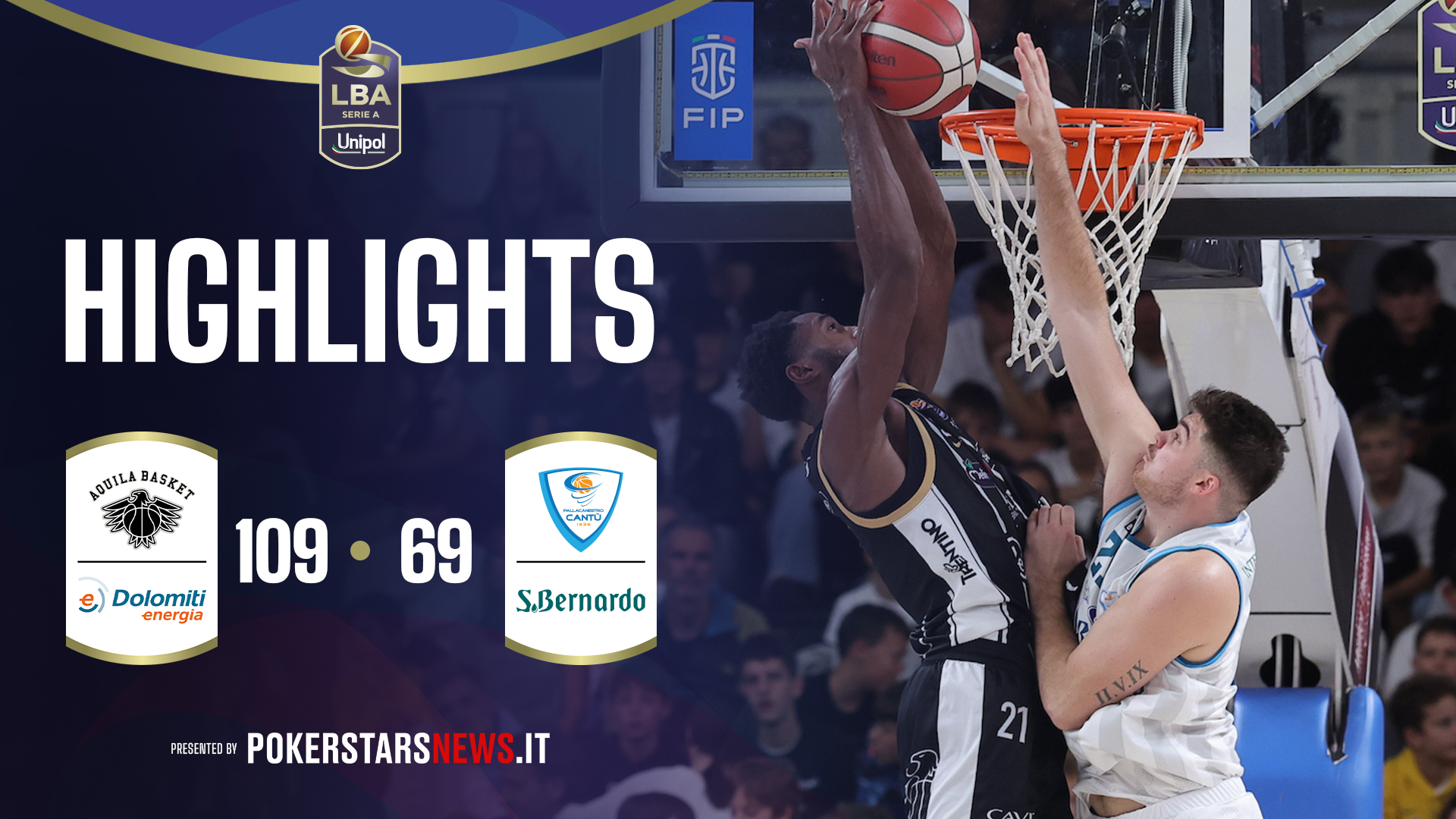 immagine - Dolomiti Energia Trentino - Acqua S.Bernardo Cantù | PokerstarsNews Highlights Serie A Unipol 2025/2026