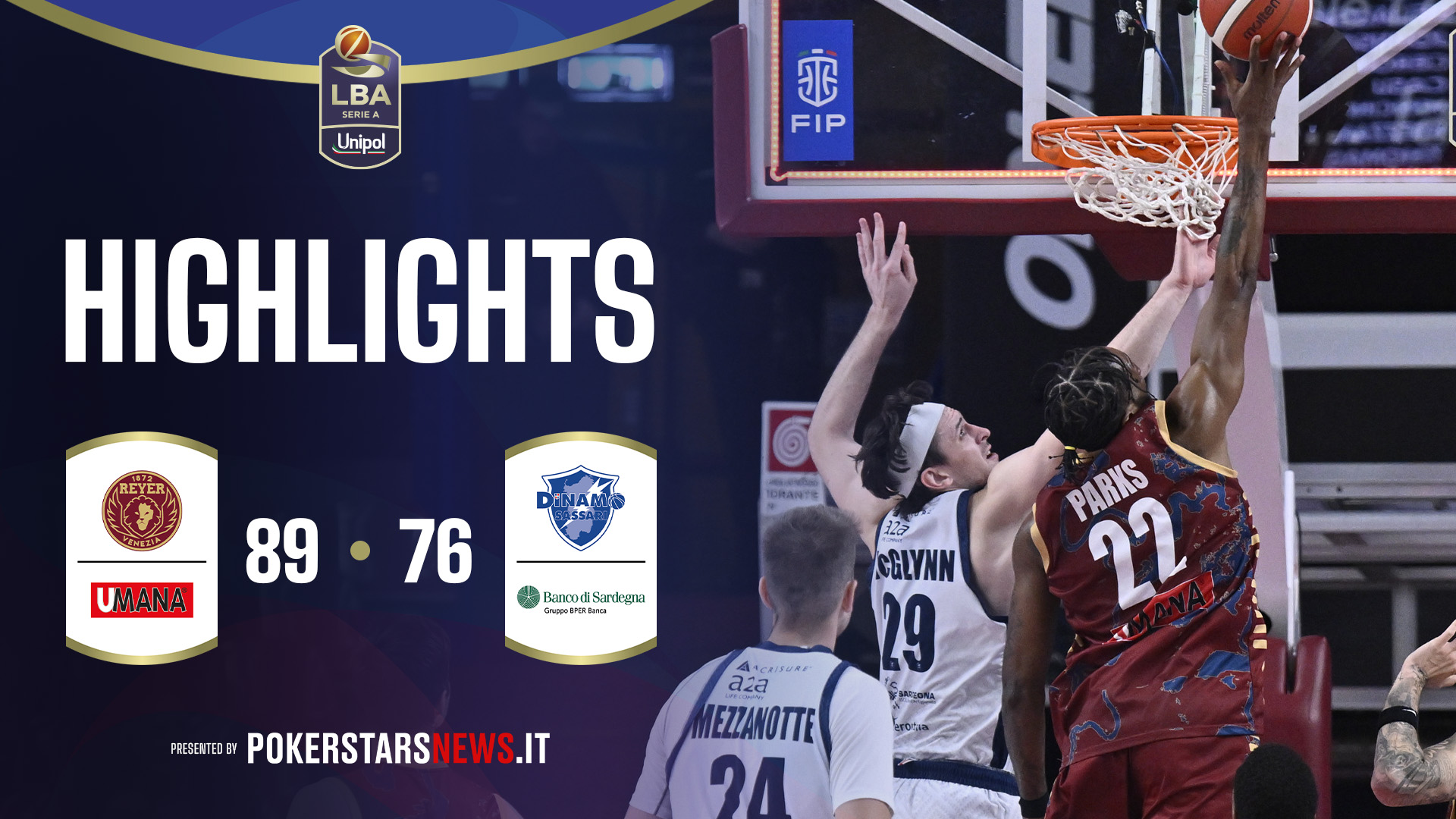 immagine - Umana Reyer Venezia - Banco di Sardegna Sassari | PokerstarsNews Highlights Serie A Unipol 2025/2026